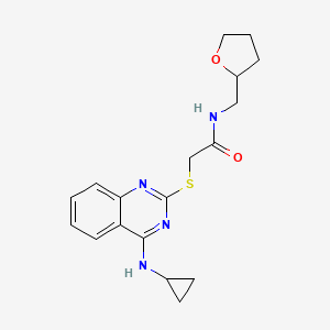 molecular formula C18H22N4O2S B7461431 2-[4-(cyclopropylamino)quinazolin-2-yl]sulfanyl-N-(oxolan-2-ylmethyl)acetamide 