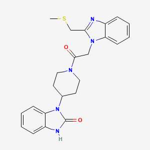 molecular formula C23H25N5O2S B7461464 3-[1-[2-[2-(methylsulfanylmethyl)benzimidazol-1-yl]acetyl]piperidin-4-yl]-1H-benzimidazol-2-one 