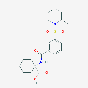 molecular formula C20H28N2O5S B7461505 1-[[3-(2-Methylpiperidin-1-yl)sulfonylbenzoyl]amino]cyclohexane-1-carboxylic acid 