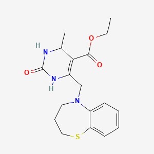 molecular formula C18H23N3O3S B7461532 ethyl 6-(3,4-dihydro-2H-1,5-benzothiazepin-5-ylmethyl)-4-methyl-2-oxo-3,4-dihydro-1H-pyrimidine-5-carboxylate 