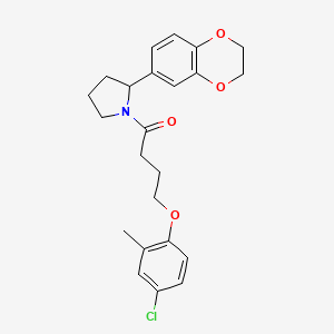 molecular formula C23H26ClNO4 B7461543 4-(4-Chloro-2-methylphenoxy)-1-[2-(2,3-dihydro-1,4-benzodioxin-6-yl)pyrrolidin-1-yl]butan-1-one 