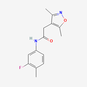 molecular formula C14H15FN2O2 B7461566 2-(3,5-dimethyl-1,2-oxazol-4-yl)-N-(3-fluoro-4-methylphenyl)acetamide 
