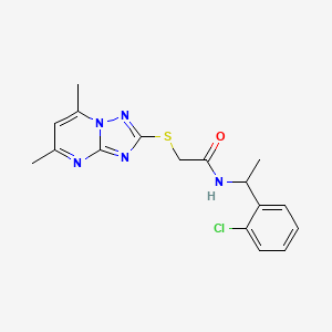 molecular formula C17H18ClN5OS B7461577 N-[1-(2-chlorophenyl)ethyl]-2-[(5,7-dimethyl-[1,2,4]triazolo[1,5-a]pyrimidin-2-yl)sulfanyl]acetamide 