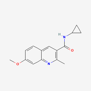 molecular formula C15H16N2O2 B7461603 N-cyclopropyl-7-methoxy-2-methylquinoline-3-carboxamide 