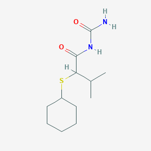 molecular formula C12H22N2O2S B7461638 N-carbamoyl-2-cyclohexylsulfanyl-3-methylbutanamide 