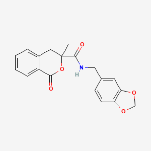molecular formula C19H17NO5 B7461643 N-(1,3-benzodioxol-5-ylmethyl)-3-methyl-1-oxo-4H-isochromene-3-carboxamide 