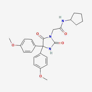 molecular formula C24H27N3O5 B7461673 2-[4,4-bis(4-methoxyphenyl)-2,5-dioxoimidazolidin-1-yl]-N-cyclopentylacetamide 