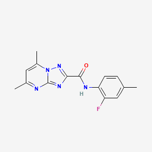 molecular formula C15H14FN5O B7461746 N-(2-fluoro-4-methylphenyl)-5,7-dimethyl-[1,2,4]triazolo[1,5-a]pyrimidine-2-carboxamide 