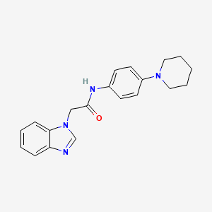 molecular formula C20H22N4O B7461760 2-(benzimidazol-1-yl)-N-(4-piperidin-1-ylphenyl)acetamide 
