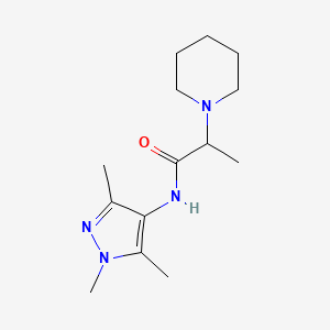 molecular formula C14H24N4O B7461873 2-piperidin-1-yl-N-(1,3,5-trimethylpyrazol-4-yl)propanamide 