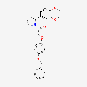molecular formula C27H27NO5 B7461909 1-[2-(2,3-Dihydro-1,4-benzodioxin-6-yl)pyrrolidin-1-yl]-2-(4-phenylmethoxyphenoxy)ethanone 