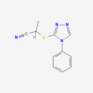 molecular formula C11H10N4S B7461929 2-[(4-Phenyl-1,2,4-triazol-3-yl)sulfanyl]propanenitrile 
