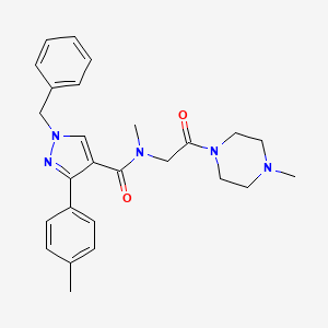 molecular formula C26H31N5O2 B7461958 1-benzyl-N-methyl-3-(4-methylphenyl)-N-[2-(4-methylpiperazin-1-yl)-2-oxoethyl]pyrazole-4-carboxamide 