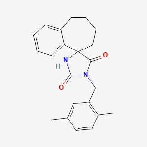 molecular formula C22H24N2O2 B7462010 3'-[(2,5-Dimethylphenyl)methyl]spiro[6,7,8,9-tetrahydrobenzo[7]annulene-5,5'-imidazolidine]-2',4'-dione 