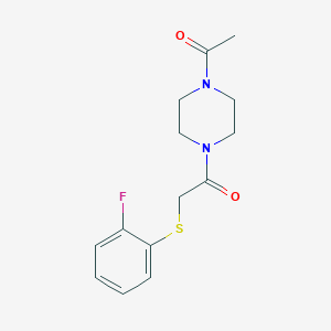 molecular formula C14H17FN2O2S B7462016 1-(4-Acetylpiperazin-1-yl)-2-(2-fluorophenyl)sulfanylethanone 
