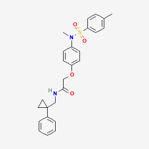 molecular formula C26H28N2O4S B7462036 2-[4-[methyl-(4-methylphenyl)sulfonylamino]phenoxy]-N-[(1-phenylcyclopropyl)methyl]acetamide 