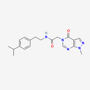 molecular formula C19H23N5O2 B7462101 2-(1-methyl-4-oxopyrazolo[3,4-d]pyrimidin-5-yl)-N-[2-(4-propan-2-ylphenyl)ethyl]acetamide 