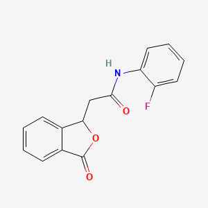 molecular formula C16H12FNO3 B7462147 N-(2-fluorophenyl)-2-(3-oxo-1H-2-benzofuran-1-yl)acetamide 