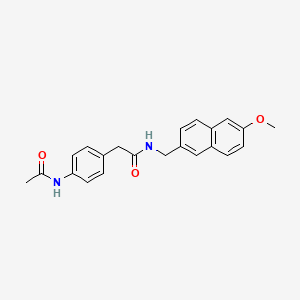 molecular formula C22H22N2O3 B7462189 2-(4-acetamidophenyl)-N-[(6-methoxynaphthalen-2-yl)methyl]acetamide 