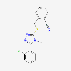 molecular formula C17H13ClN4S B7462203 2-[[5-(2-Chlorophenyl)-4-methyl-1,2,4-triazol-3-yl]sulfanylmethyl]benzonitrile 