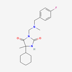 molecular formula C19H26FN3O2 B7462213 5-Cyclohexyl-3-[[(4-fluorophenyl)methyl-methylamino]methyl]-5-methylimidazolidine-2,4-dione 