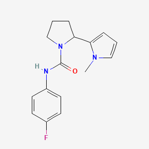 molecular formula C16H18FN3O B7462231 N-(4-fluorophenyl)-2-(1-methylpyrrol-2-yl)pyrrolidine-1-carboxamide 