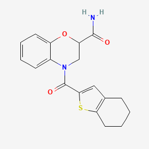 molecular formula C18H18N2O3S B7462236 4-(4,5,6,7-Tetrahydro-1-benzothiophene-2-carbonyl)-2,3-dihydro-1,4-benzoxazine-2-carboxamide 