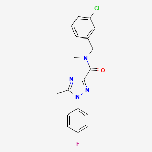molecular formula C18H16ClFN4O B7462250 N-[(3-chlorophenyl)methyl]-1-(4-fluorophenyl)-N,5-dimethyl-1,2,4-triazole-3-carboxamide 