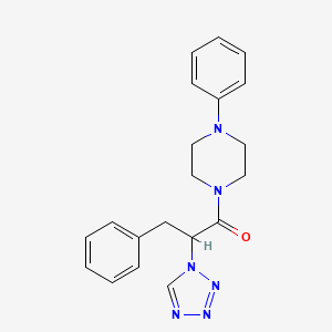 molecular formula C20H22N6O B7462259 3-Phenyl-1-(4-phenylpiperazin-1-yl)-2-(tetrazol-1-yl)propan-1-one 