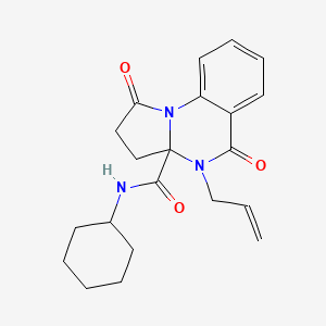 molecular formula C21H25N3O3 B7462265 N-cyclohexyl-1,5-dioxo-4-prop-2-enyl-2,3-dihydropyrrolo[1,2-a]quinazoline-3a-carboxamide 