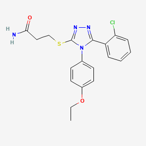 molecular formula C19H19ClN4O2S B7462287 3-[[5-(2-Chlorophenyl)-4-(4-ethoxyphenyl)-1,2,4-triazol-3-yl]sulfanyl]propanamide 