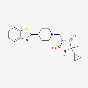 molecular formula C20H24N4O2S B7462295 3-[[4-(1,3-Benzothiazol-2-yl)piperidin-1-yl]methyl]-5-cyclopropyl-5-methylimidazolidine-2,4-dione 