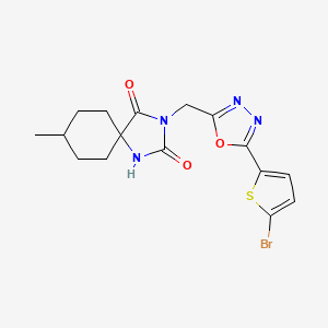 molecular formula C16H17BrN4O3S B7462316 3-[[5-(5-Bromothiophen-2-yl)-1,3,4-oxadiazol-2-yl]methyl]-8-methyl-1,3-diazaspiro[4.5]decane-2,4-dione 