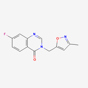 molecular formula C13H10FN3O2 B7462367 7-Fluoro-3-[(3-methyl-1,2-oxazol-5-yl)methyl]quinazolin-4-one 