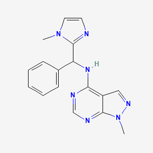 molecular formula C17H17N7 B7462389 1-methyl-N-[(1-methylimidazol-2-yl)-phenylmethyl]pyrazolo[3,4-d]pyrimidin-4-amine 