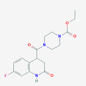 molecular formula C17H20FN3O4 B7462399 ethyl 4-(7-fluoro-2-oxo-3,4-dihydro-1H-quinoline-4-carbonyl)piperazine-1-carboxylate 