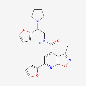 molecular formula C22H22N4O4 B7462403 6-(furan-2-yl)-N-[2-(furan-2-yl)-2-pyrrolidin-1-ylethyl]-3-methyl-[1,2]oxazolo[5,4-b]pyridine-4-carboxamide 