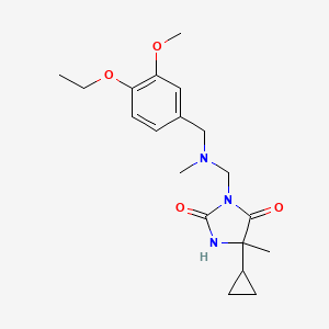 molecular formula C19H27N3O4 B7462406 5-Cyclopropyl-3-[[(4-ethoxy-3-methoxyphenyl)methyl-methylamino]methyl]-5-methylimidazolidine-2,4-dione 