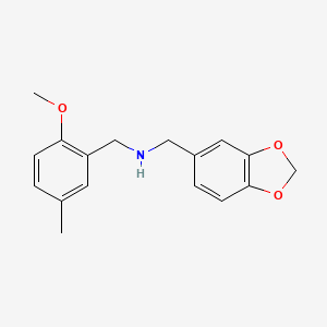 molecular formula C17H19NO3 B7462425 1-(1,3-benzodioxol-5-yl)-N-[(2-methoxy-5-methylphenyl)methyl]methanamine 