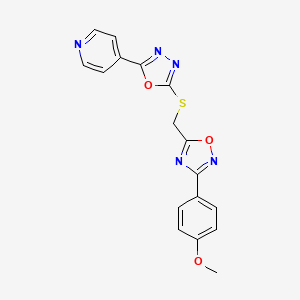molecular formula C17H13N5O3S B7462430 2-[[3-(4-Methoxyphenyl)-1,2,4-oxadiazol-5-yl]methylsulfanyl]-5-pyridin-4-yl-1,3,4-oxadiazole 