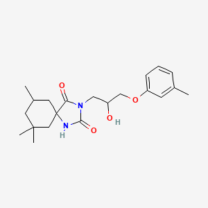 molecular formula C21H30N2O4 B7462517 3-[2-Hydroxy-3-(3-methylphenoxy)propyl]-7,7,9-trimethyl-1,3-diazaspiro[4.5]decane-2,4-dione 