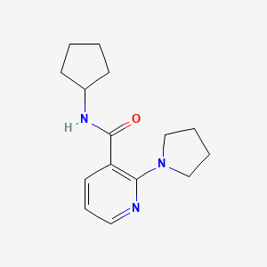 molecular formula C15H21N3O B7462577 3-Pyridinecarboxamide,n-cyclopentyl-2-(1-pyrrolidinyl)- 
