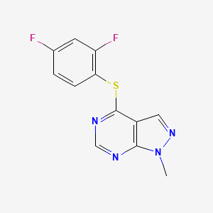 molecular formula C12H8F2N4S B7462606 4-(2,4-Difluorophenyl)sulfanyl-1-methylpyrazolo[3,4-d]pyrimidine 