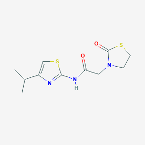 molecular formula C11H15N3O2S2 B7462718 2-(2-oxo-1,3-thiazolidin-3-yl)-N-(4-propan-2-yl-1,3-thiazol-2-yl)acetamide 