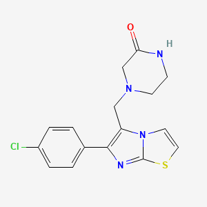 molecular formula C16H15ClN4OS B7462723 4-[[6-(4-Chlorophenyl)imidazo[2,1-b][1,3]thiazol-5-yl]methyl]piperazin-2-one 