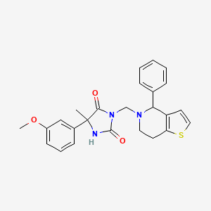 molecular formula C25H25N3O3S B7462735 5-(3-methoxyphenyl)-5-methyl-3-[(4-phenyl-6,7-dihydro-4H-thieno[3,2-c]pyridin-5-yl)methyl]imidazolidine-2,4-dione 