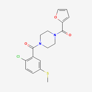 molecular formula C17H17ClN2O3S B7462737 [4-(2-Chloro-5-methylsulfanylbenzoyl)piperazin-1-yl]-(furan-2-yl)methanone 
