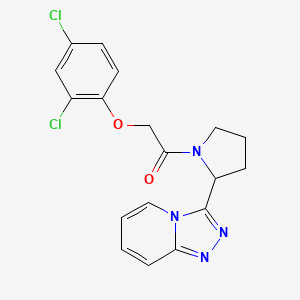 molecular formula C18H16Cl2N4O2 B7462749 2-(2,4-Dichlorophenoxy)-1-[2-([1,2,4]triazolo[4,3-a]pyridin-3-yl)pyrrolidin-1-yl]ethanone 