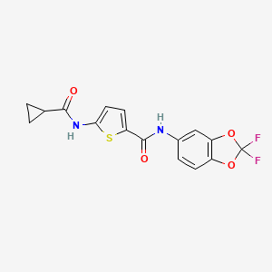 molecular formula C16H12F2N2O4S B7462758 5-(cyclopropanecarbonylamino)-N-(2,2-difluoro-1,3-benzodioxol-5-yl)thiophene-2-carboxamide 