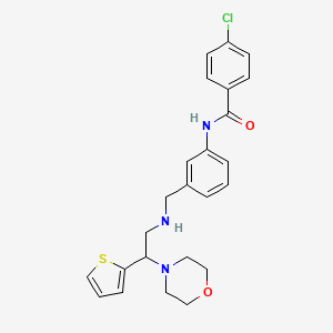 molecular formula C24H26ClN3O2S B7462775 4-chloro-N-[3-[[(2-morpholin-4-yl-2-thiophen-2-ylethyl)amino]methyl]phenyl]benzamide 